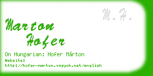 marton hofer business card